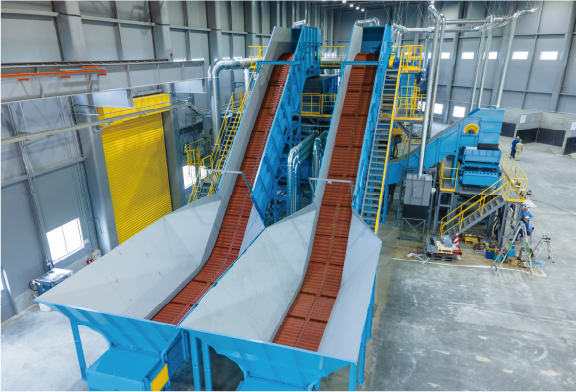 破砕・未破砕ライン投入コンベア